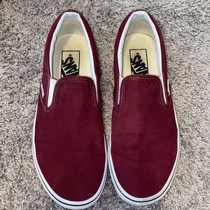 maroon slip on vans